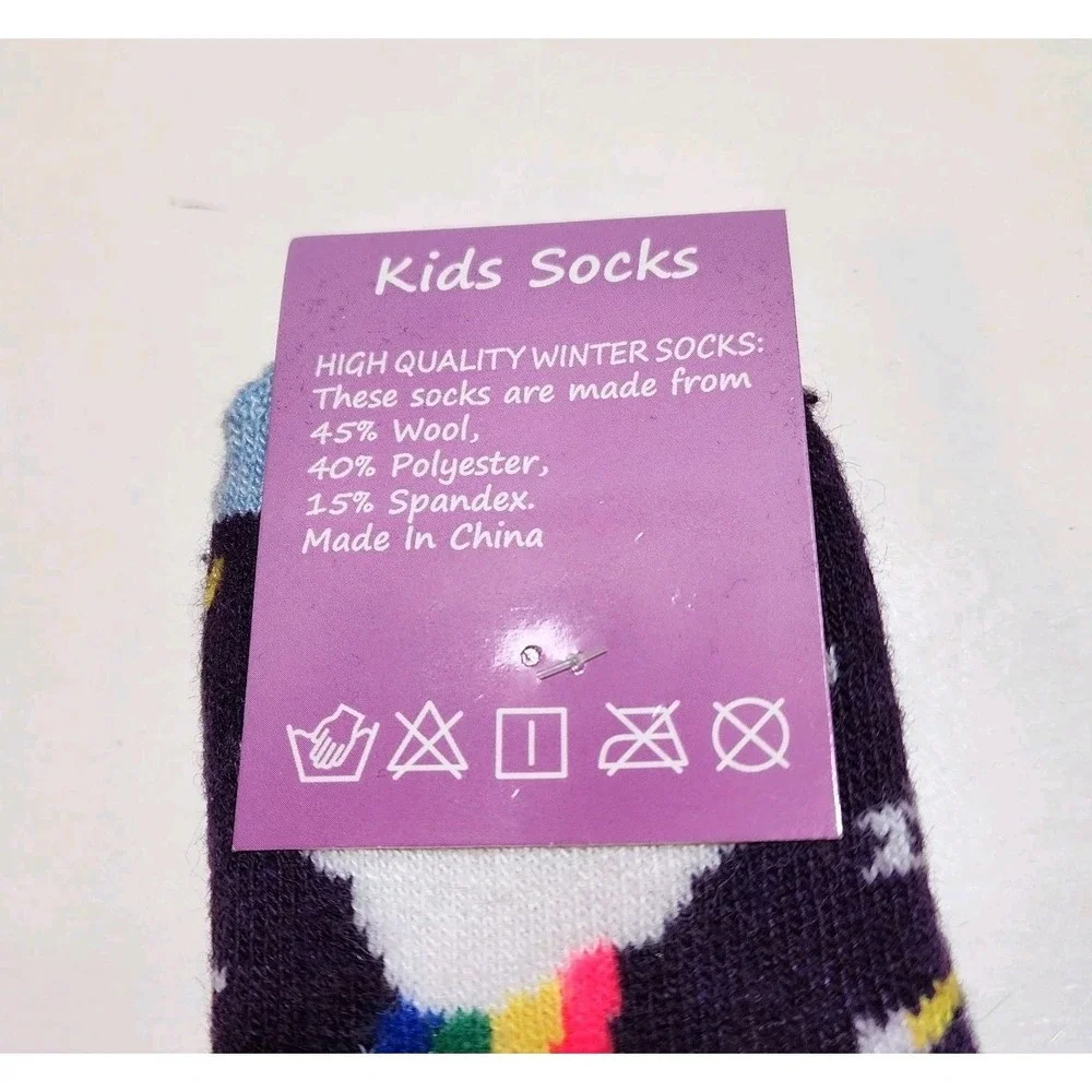 NEW High‎ Quality Thick Wool Blend Unicorn Socks 6 Each Fits Ages 4-7 Multicolor
